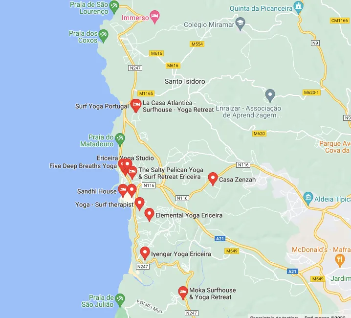 Mappa Scuole Yoga Ericeira