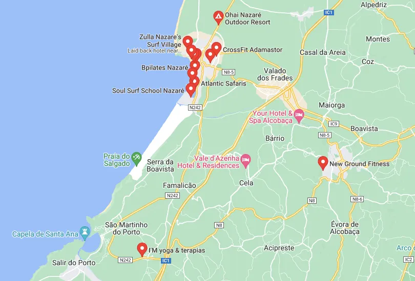 Mappa Scuole Yoga Nazarè